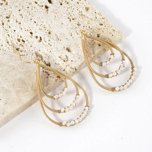 Layered Teardrop Earrings With Beaded Accents
