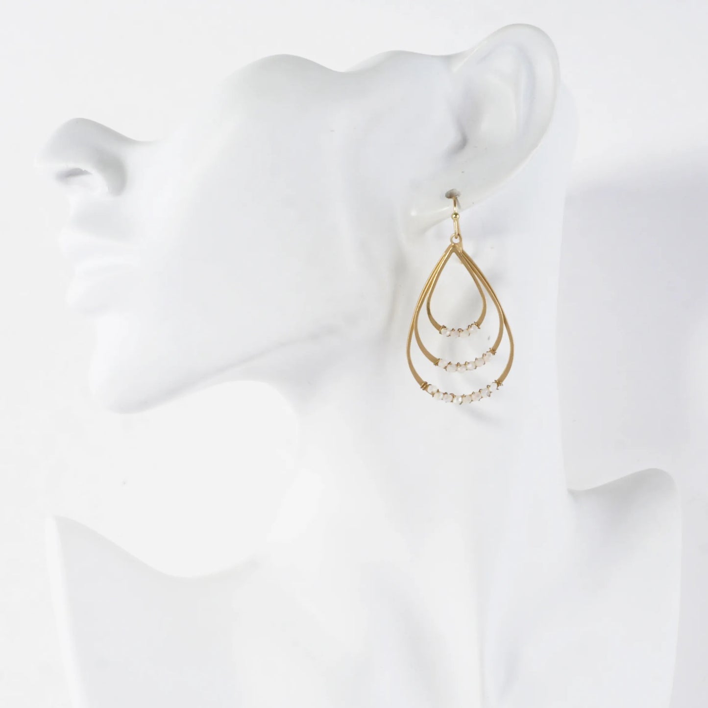 Layered Teardrop Earrings With Beaded Accents