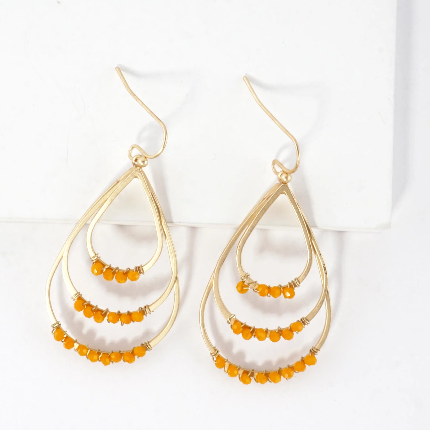 Layered Teardrop Earrings With Beaded Accents