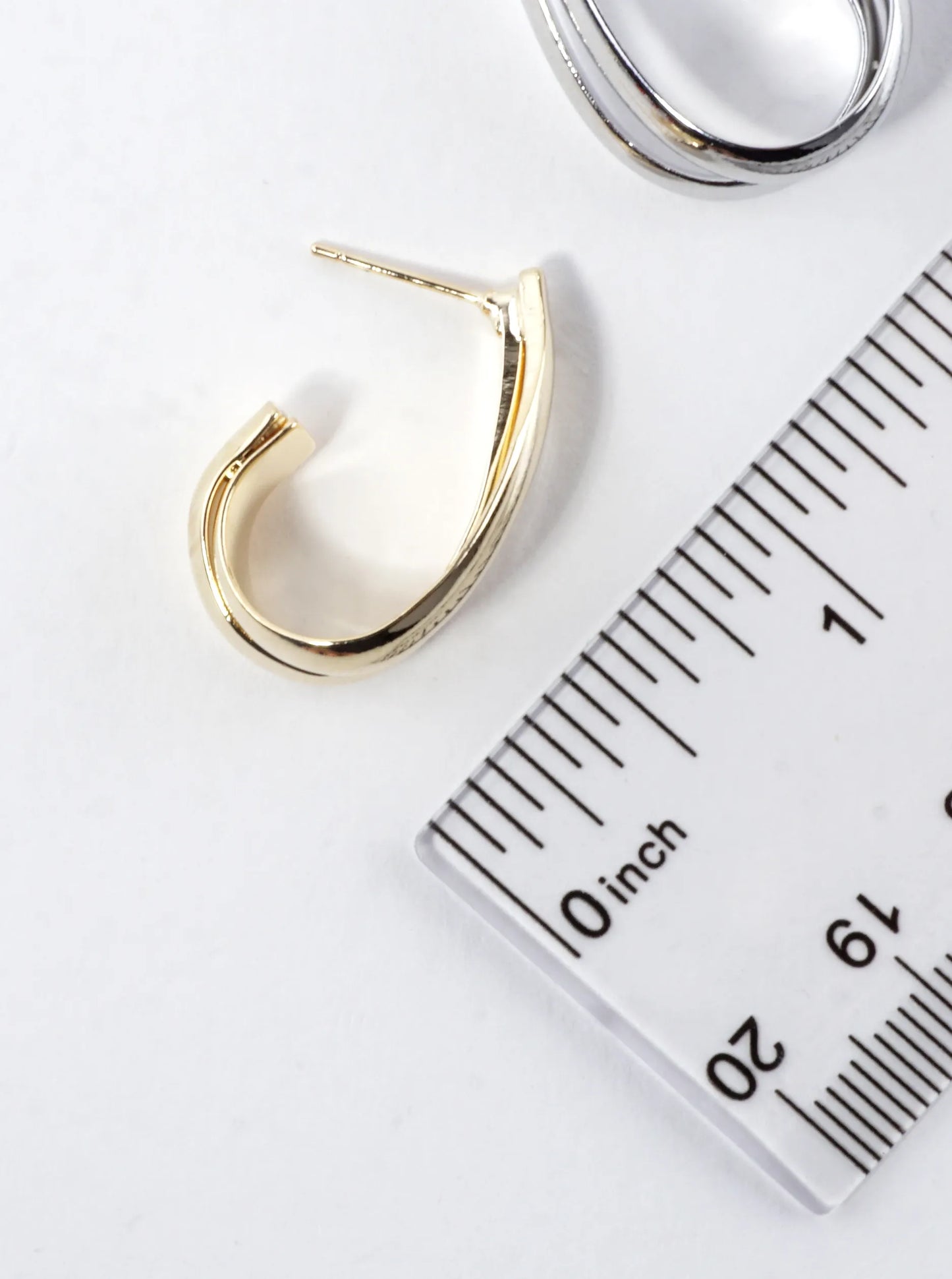 Layered Teardrop Polished Brass Hoop Earrings