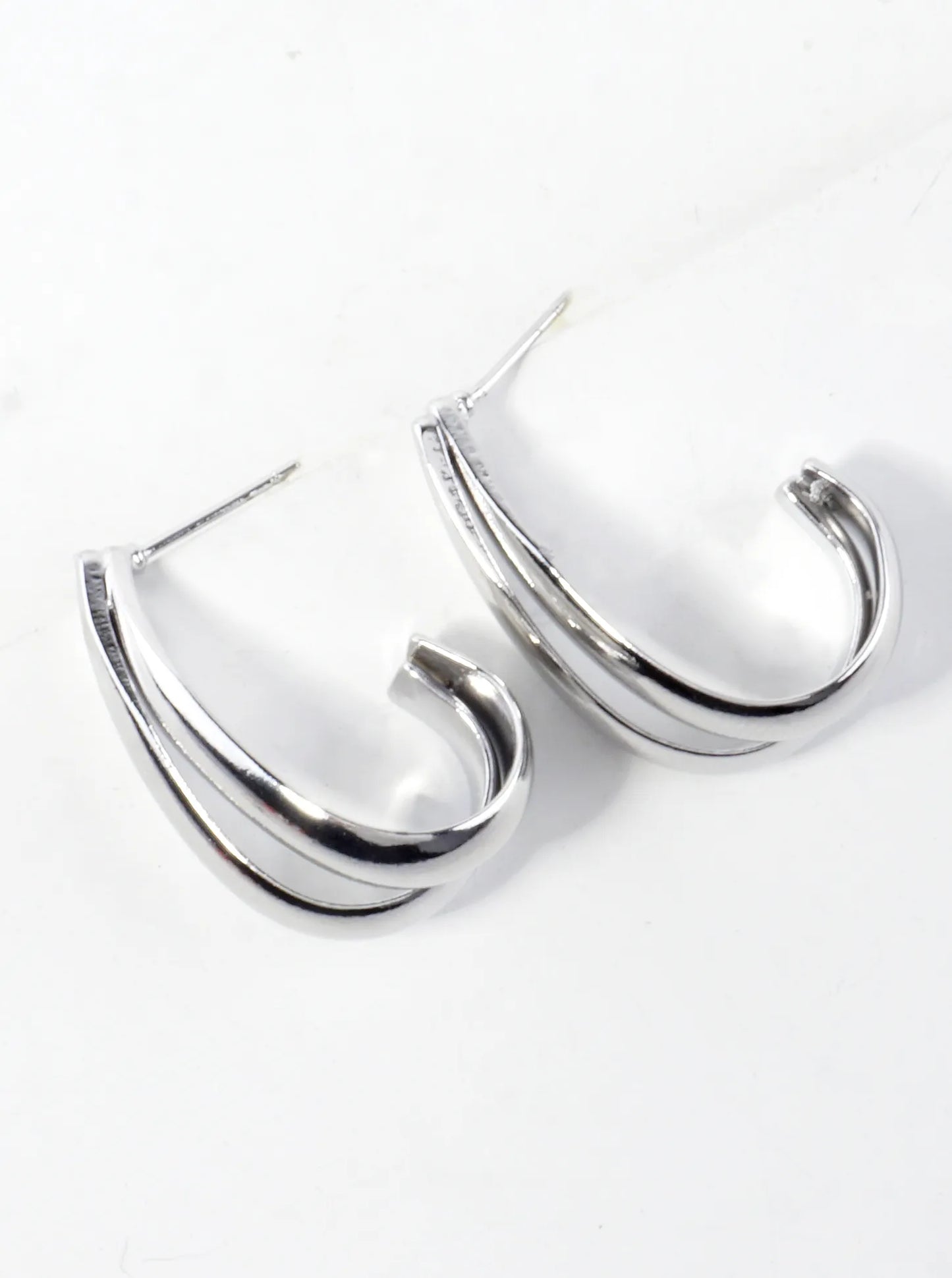 Layered Teardrop Polished Brass Hoop Earrings