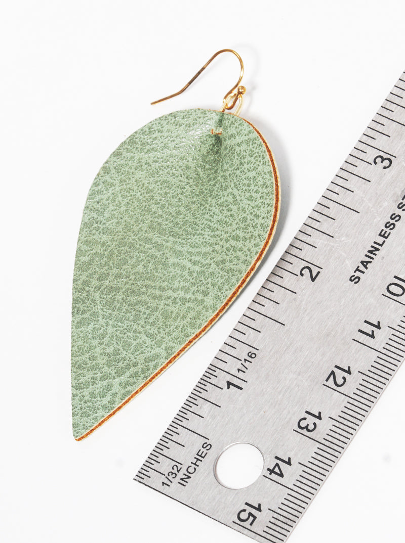 Leaf Shape Leatherette Fishhook Dangle Drop Earrings