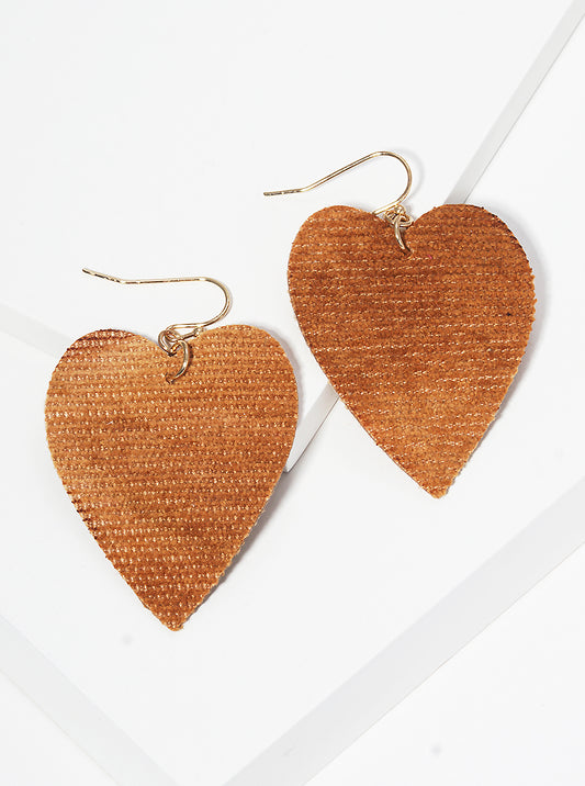 Leatherette Heart Dangle Drop Earrings