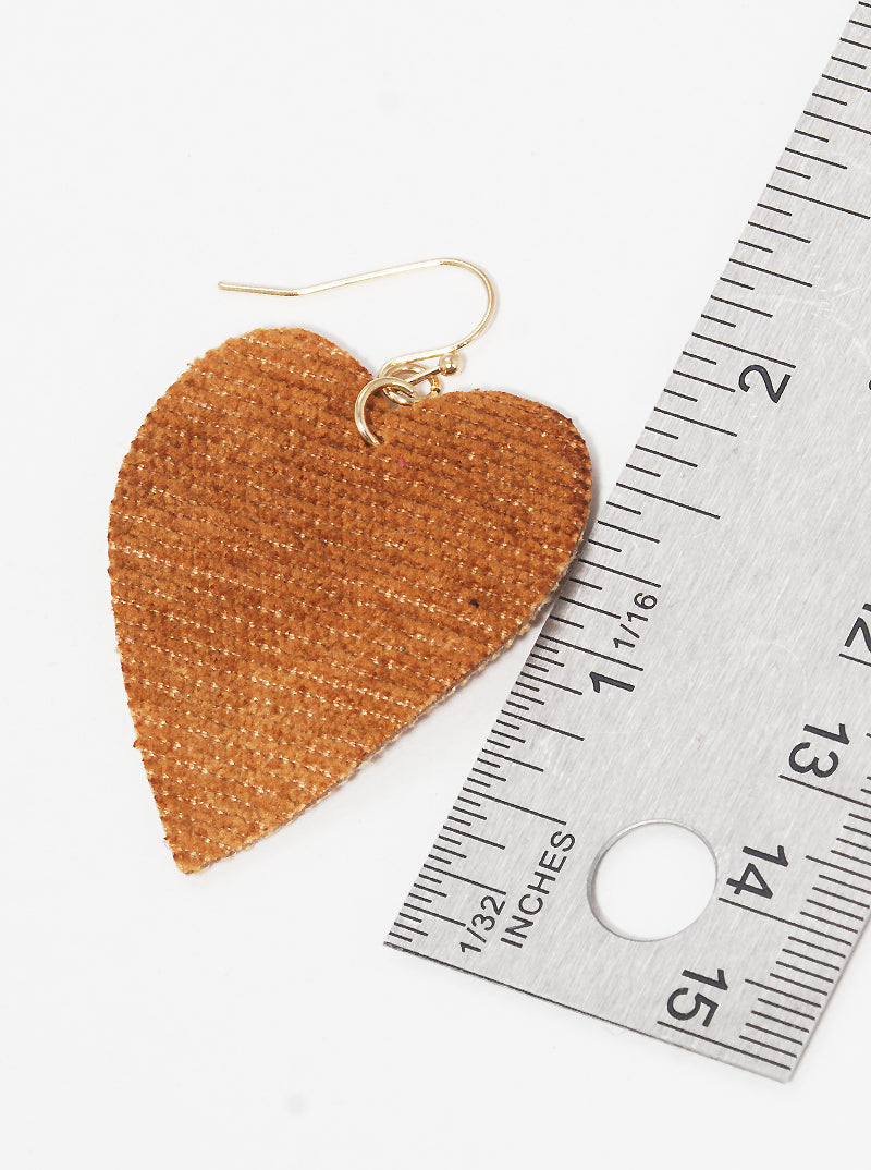 Leatherette Heart Dangle Drop Earrings