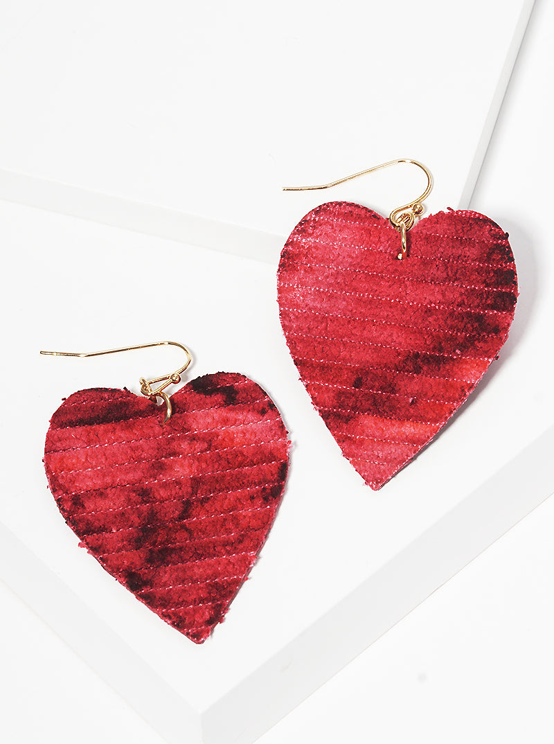 Leatherette Heart Dangle Drop Earrings