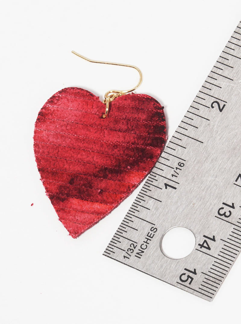 Leatherette Heart Dangle Drop Earrings