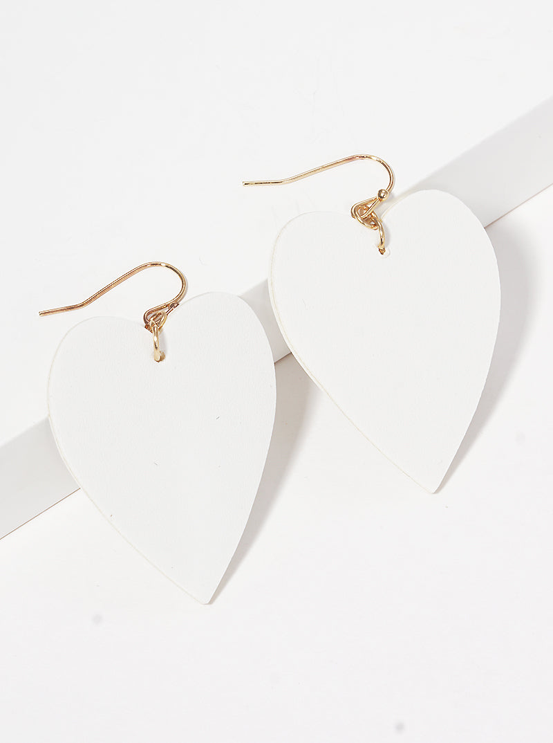 Leatherette Heart Dangle Drop Earrings