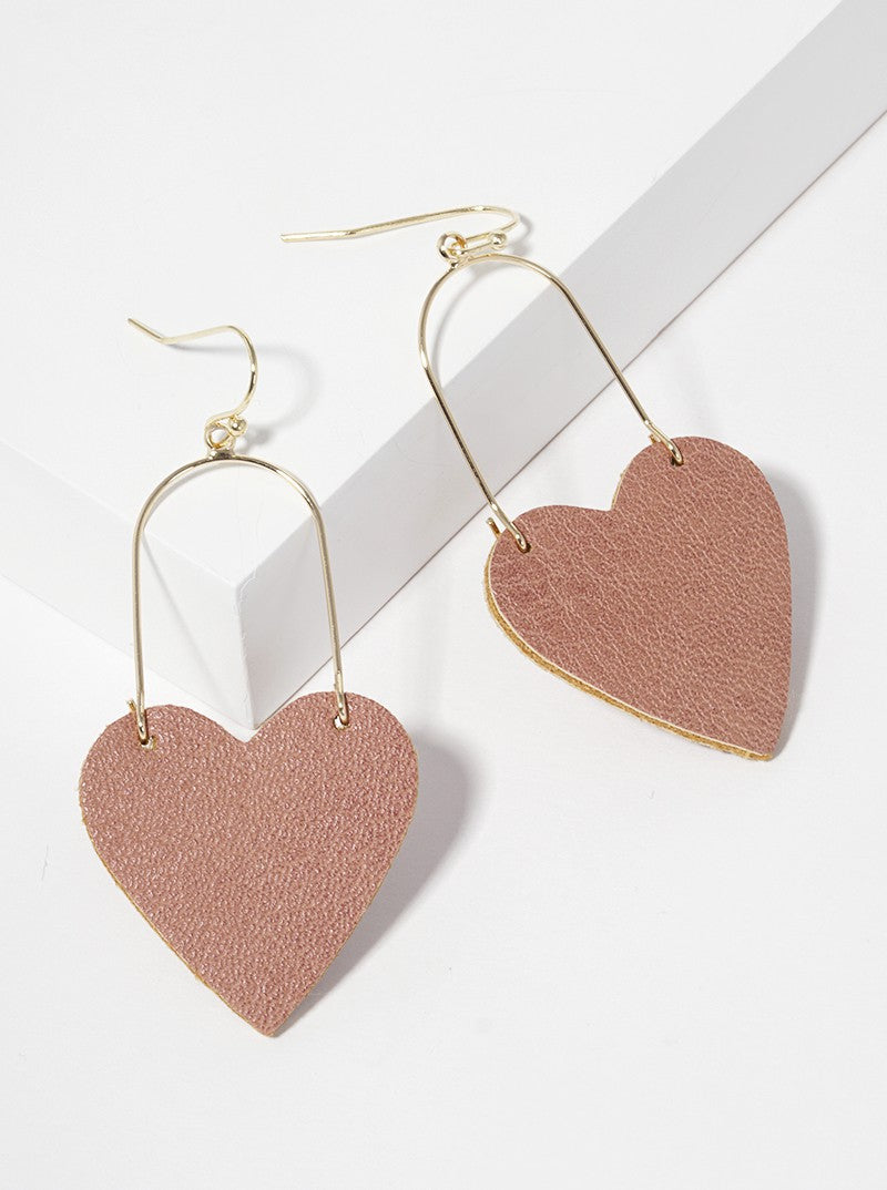 Leatherette Heart Dangle Drop Lightweight Earrings