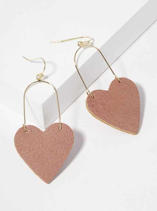 Leatherette Heart Dangle Drop Lightweight Earrings