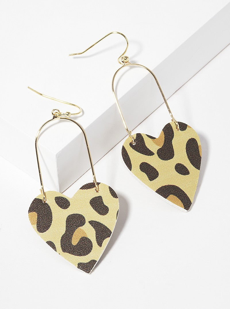 Leatherette Heart Dangle Drop Lightweight Earrings