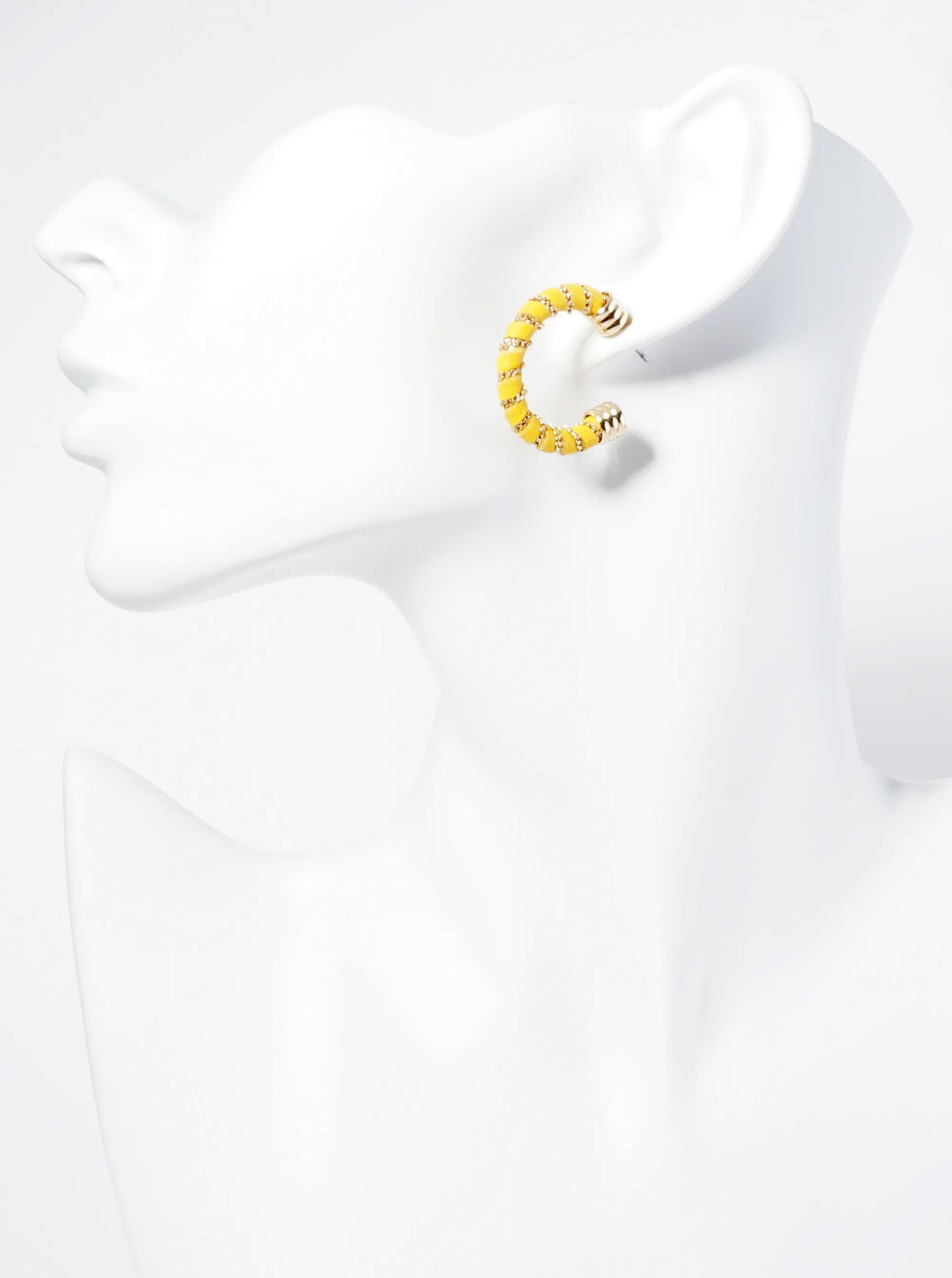 Leatherette And Chain Wrapped 25mm Open Hoop Earrings