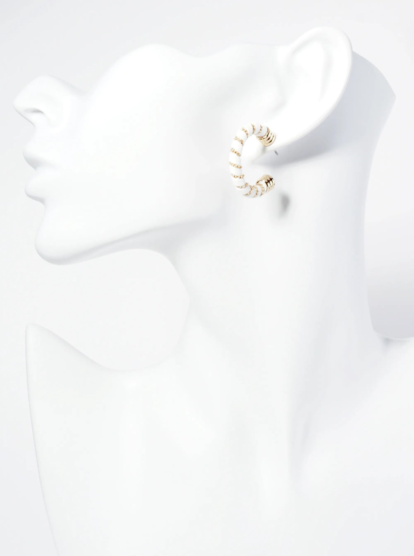 Leatherette And Chain Wrapped 25mm Open Hoop Earrings
