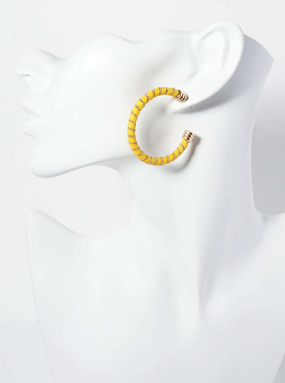 Leatherette And Chain Wrapped 40mm Open Hoop Earrings
