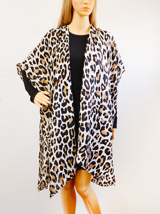 Leopard Animal Pattern Polyester Kimono