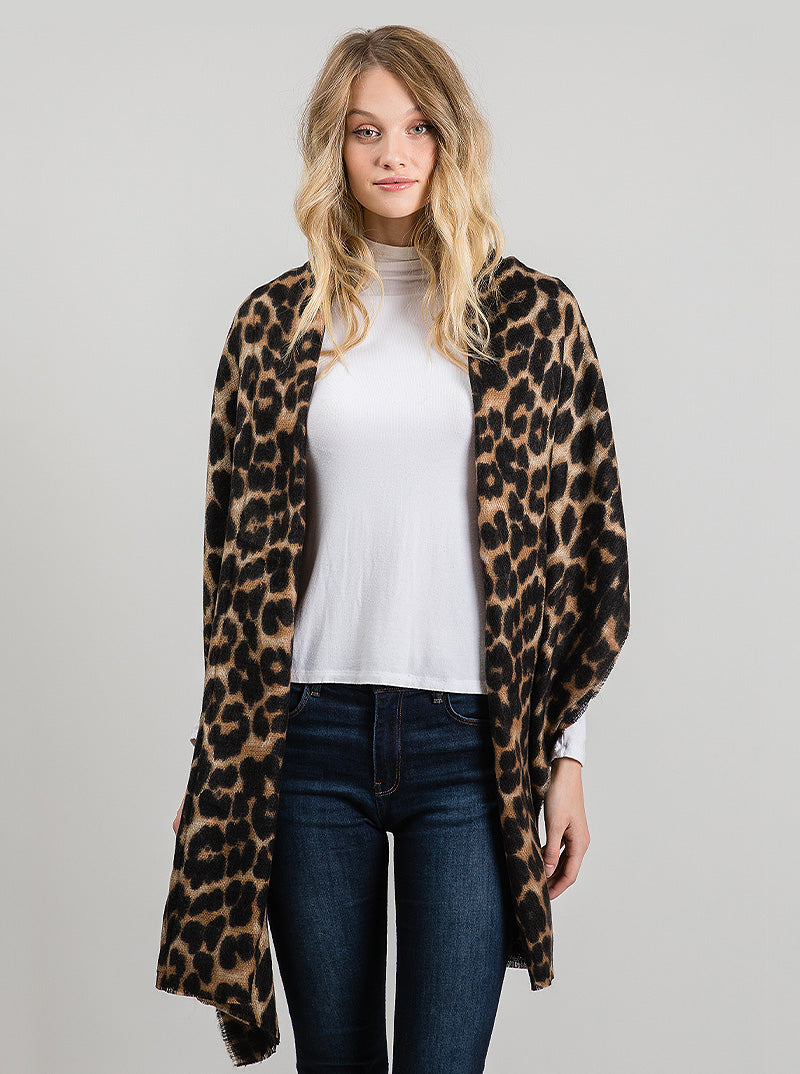 Leopard Pattern Print Oblong Scarf