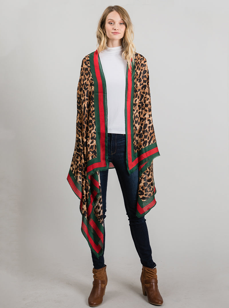 Leopard Print All Weather Oblong Shawl Scarf