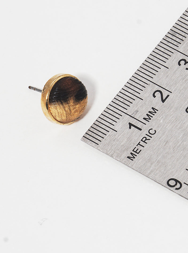 Leopard Printed Leatherette Hemisphere Dainty Post Stud Earrings