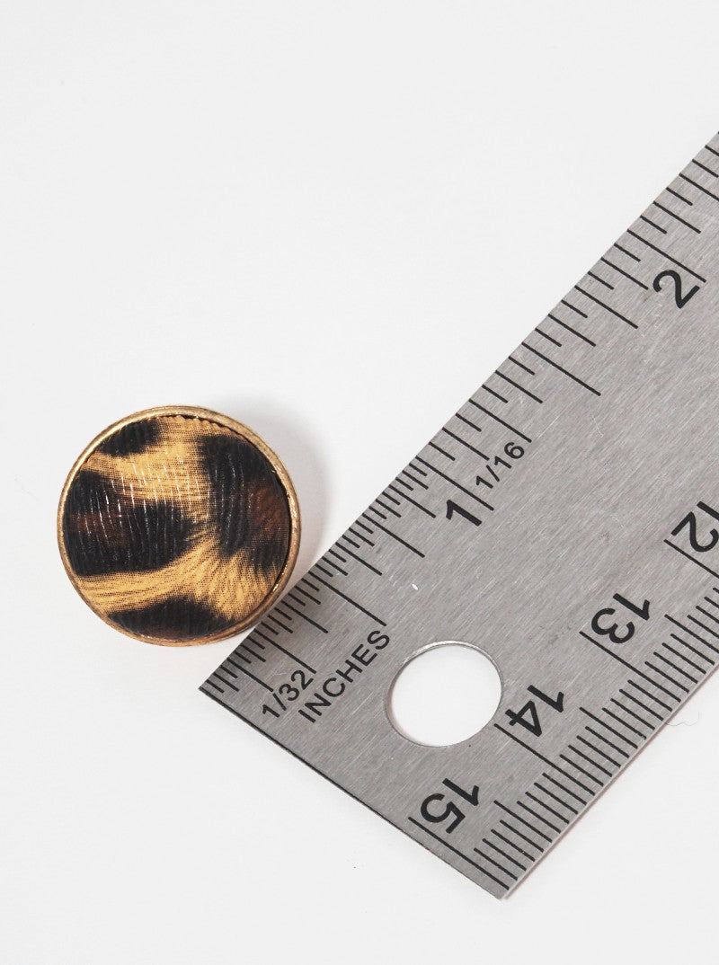 Leopard Printed Leatherette Hemisphere Post Stud Earrings