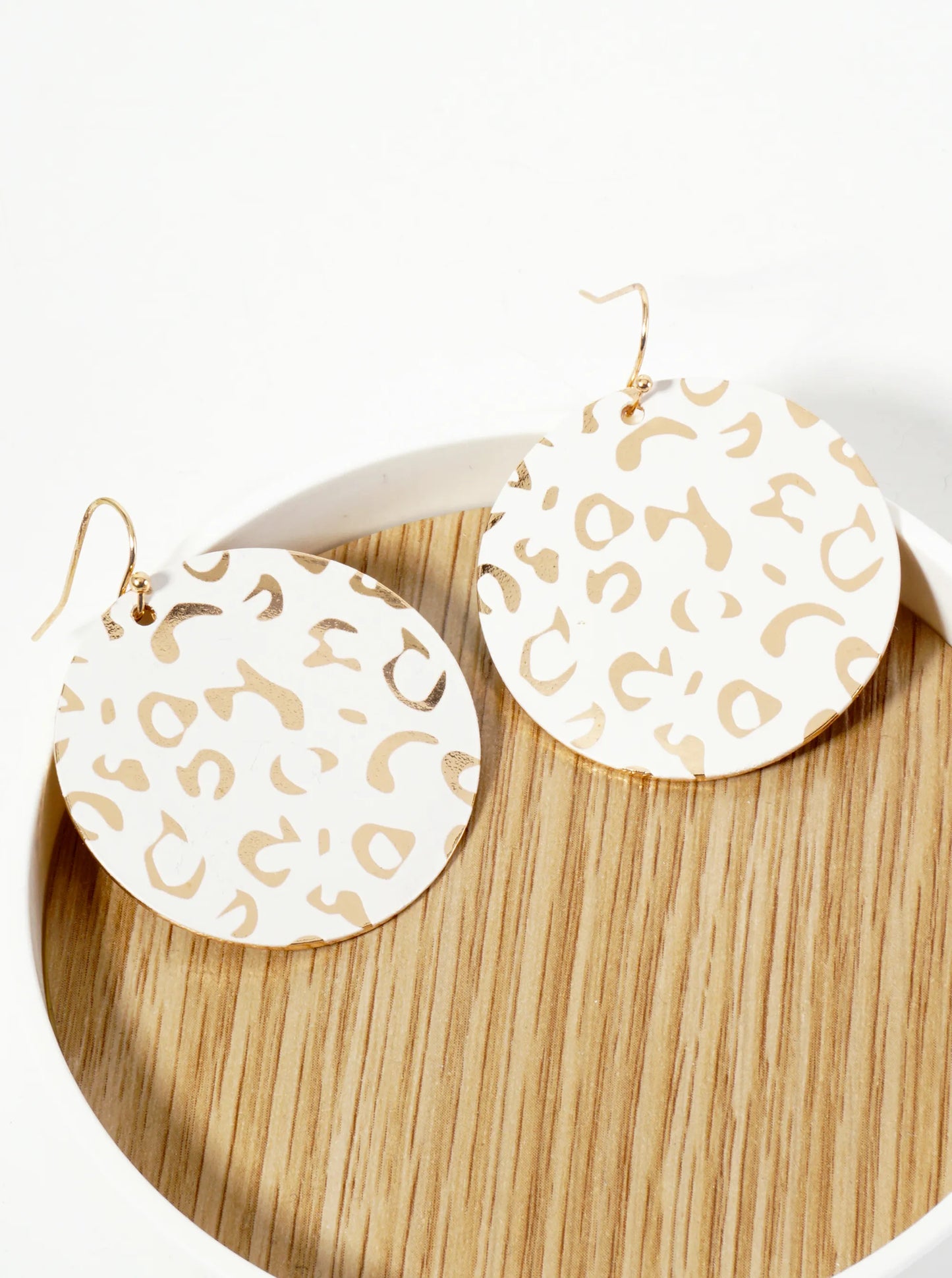 Leopard Printed Round Dangle Drop Earrings