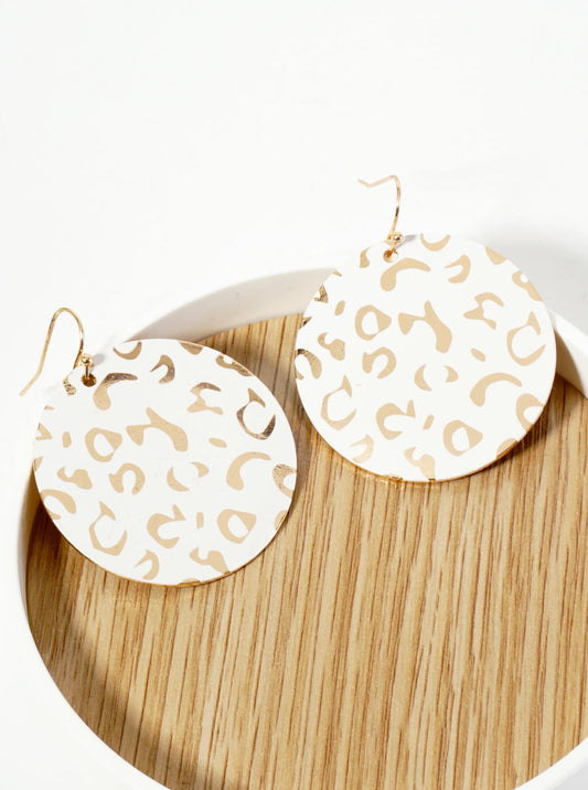 Leopard Printed Round Dangle Drop Earrings