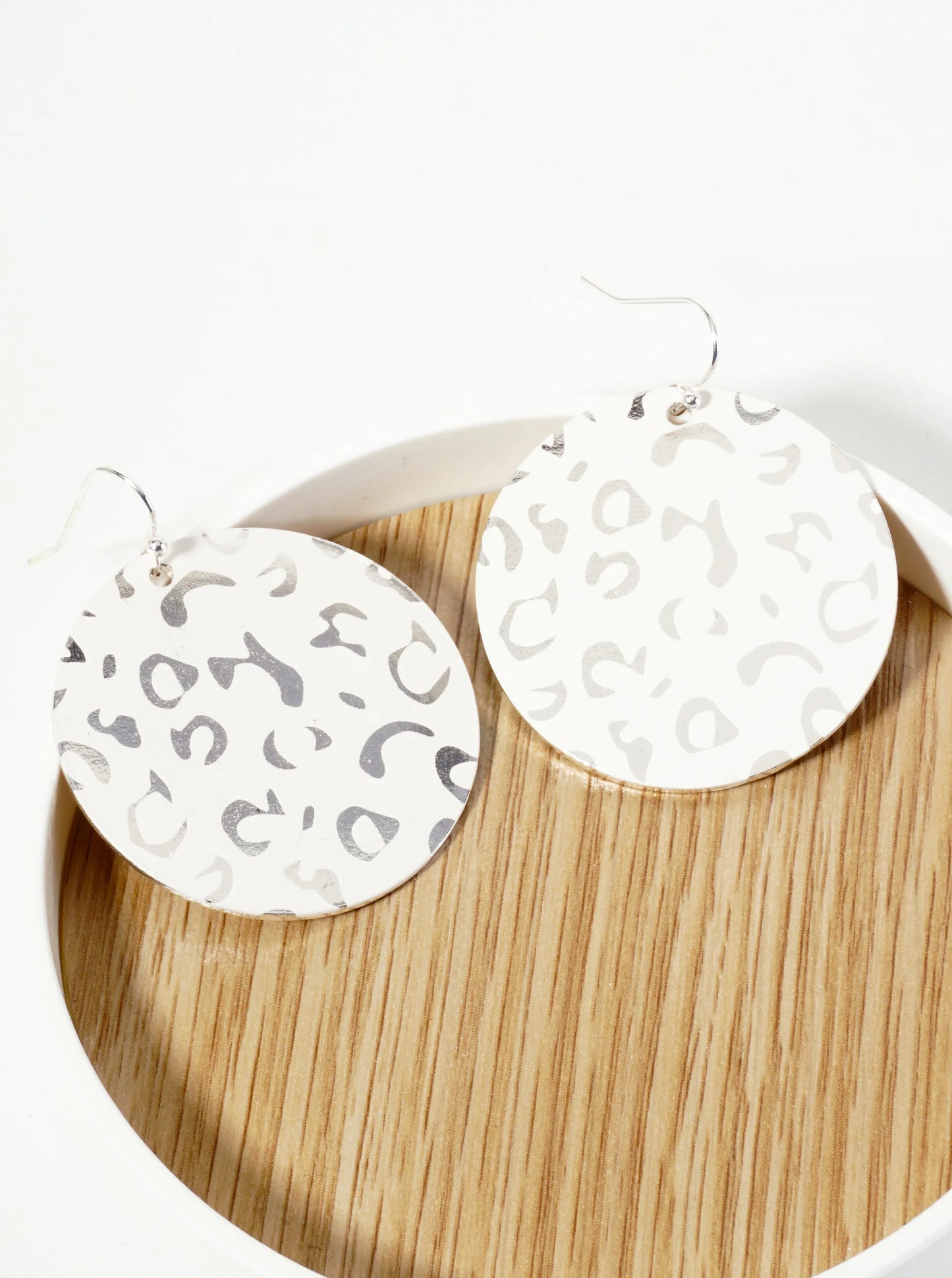 Leopard Printed Round Dangle Drop Earrings