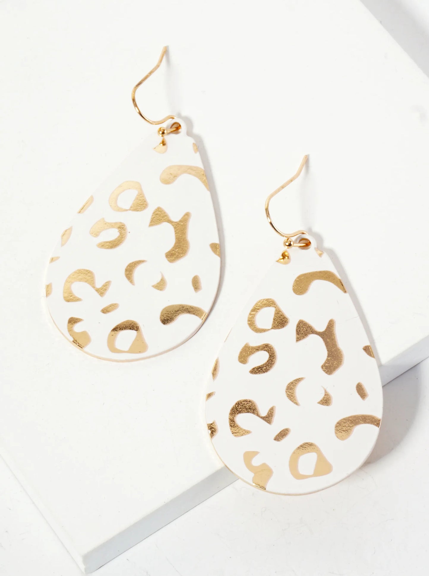 Leopard Printed Teardrop Dangle Earrings