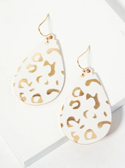 Leopard Printed Teardrop Dangle Earrings