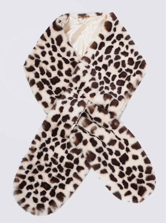 Leopard Animal Print Faux Fur Shawl Scarf