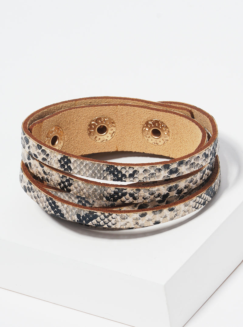 Leopard Animal Print Multi Layer Leatherette Wrap Around Bracelet