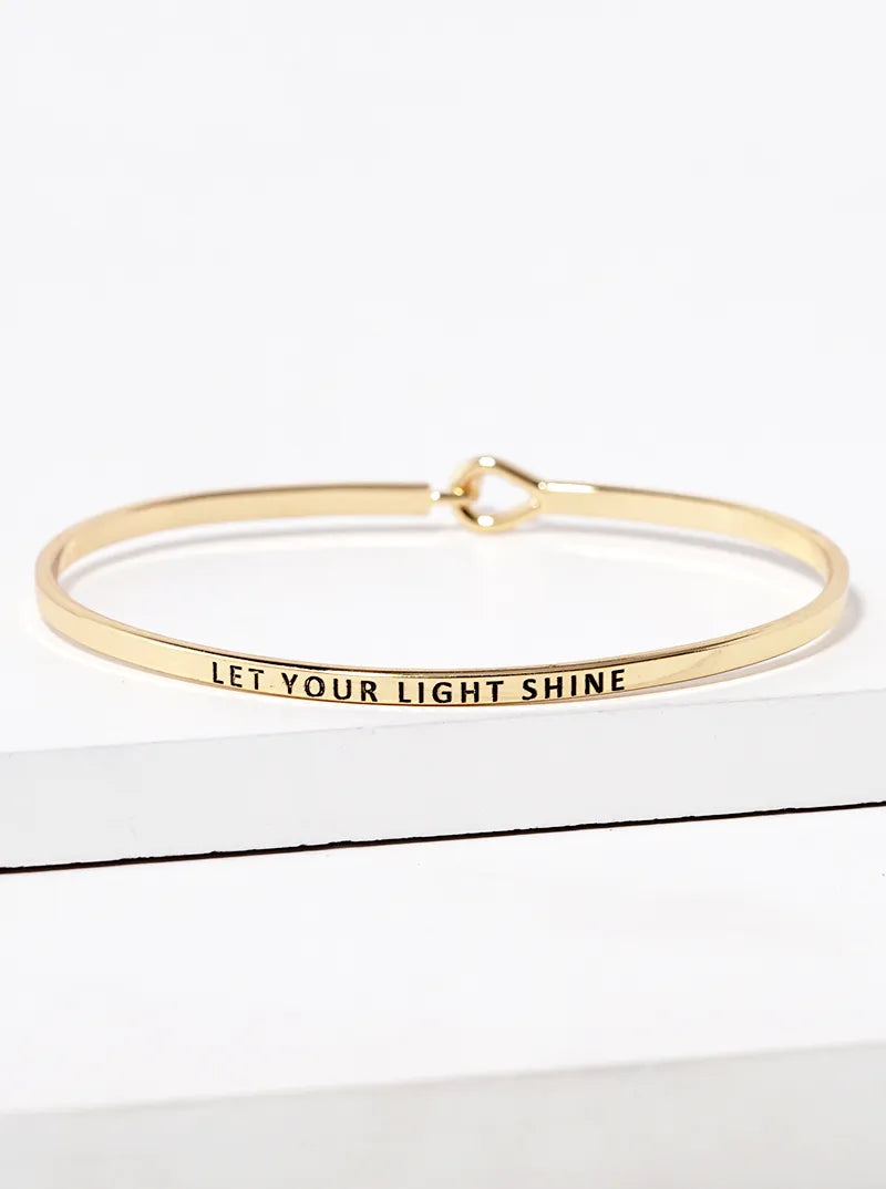 Let Your Light Shine Engraved Inspirational Bangle Bracelet