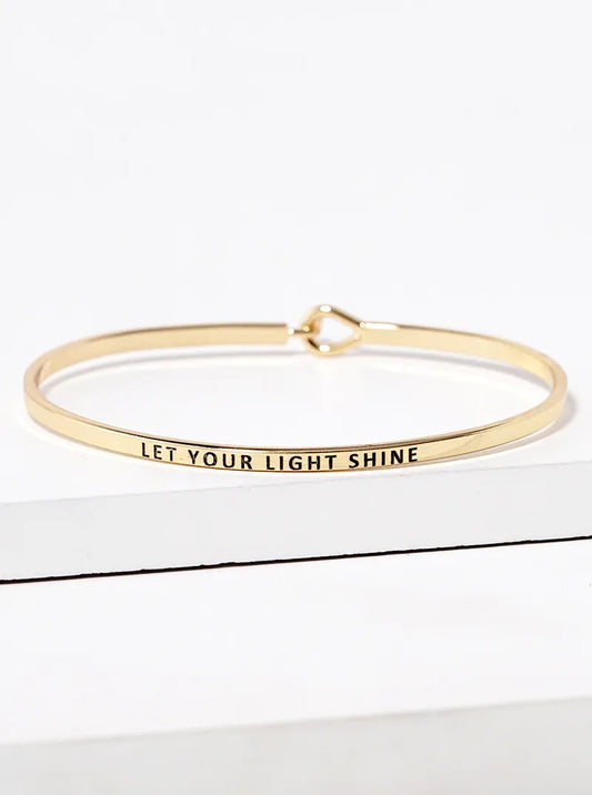 Let Your Light Shine Engraved Inspirational Bangle Bracelet