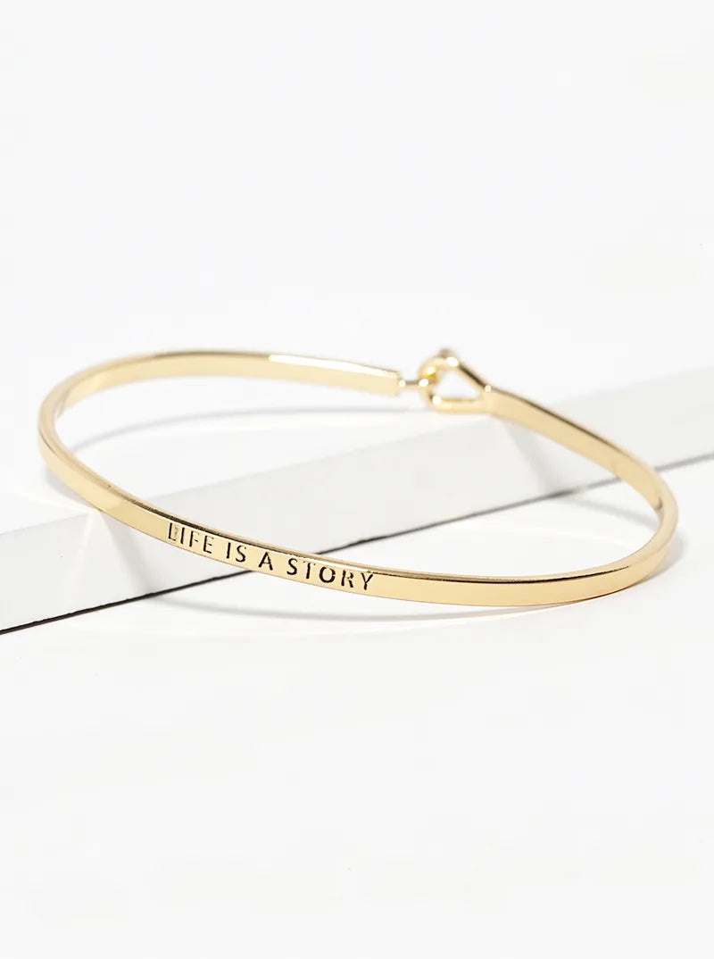 Life Is A Story Engraved Inspirational Bangle Bracelet
