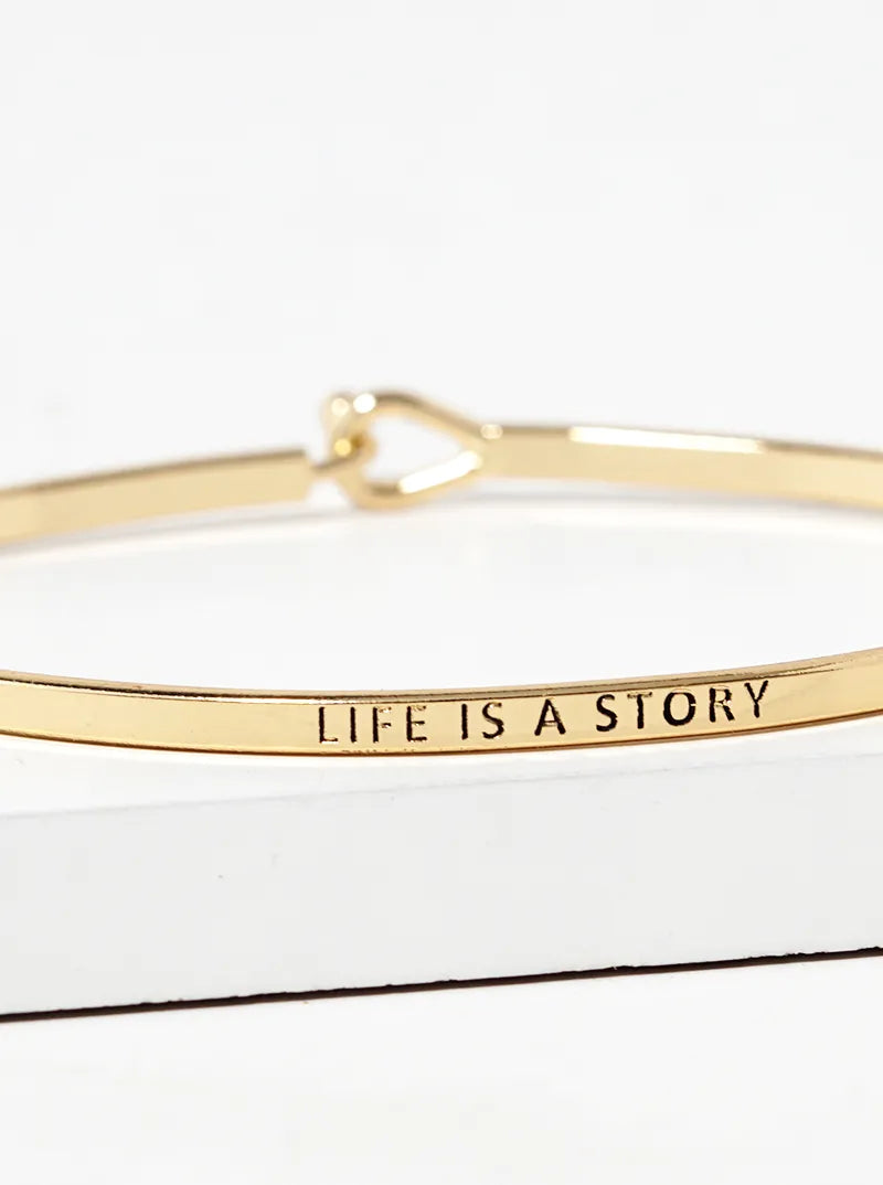 Life Is A Story Engraved Inspirational Bangle Bracelet