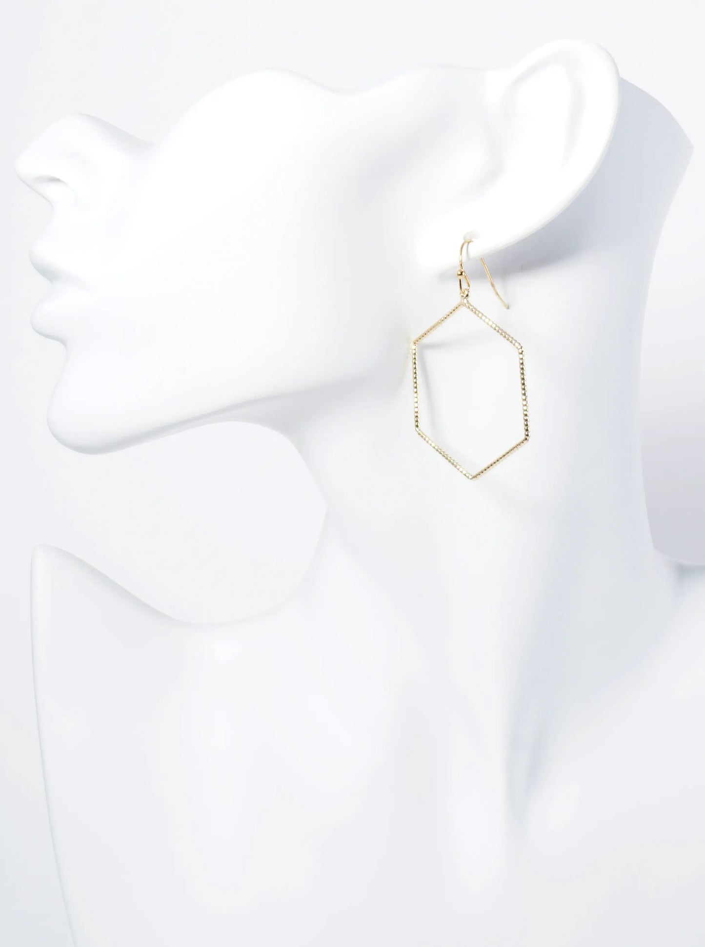 Lightweight Textured Wire Hexagon Drop Earrings