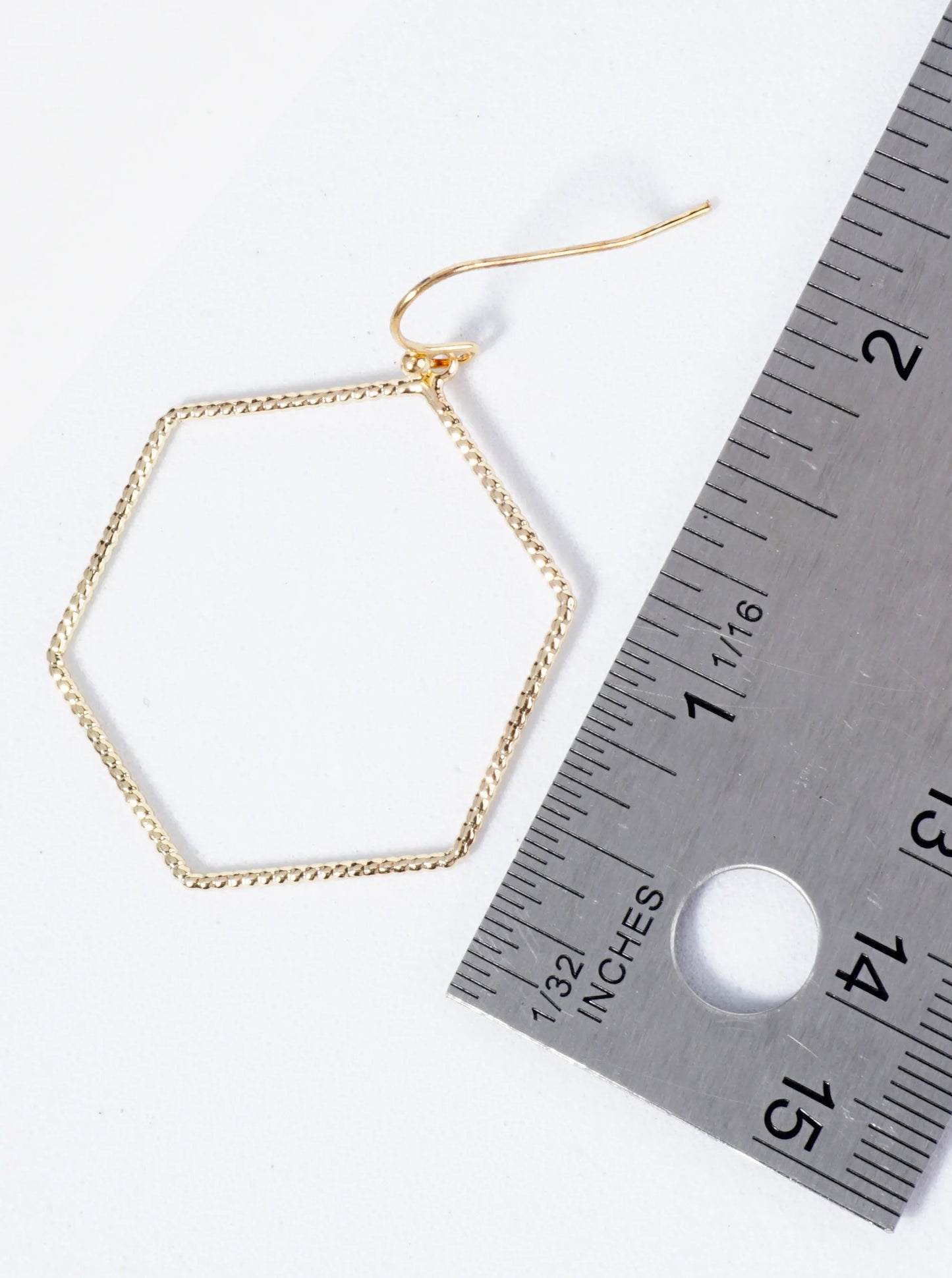 Lightweight Textured Wire Hexagon Drop Earrings