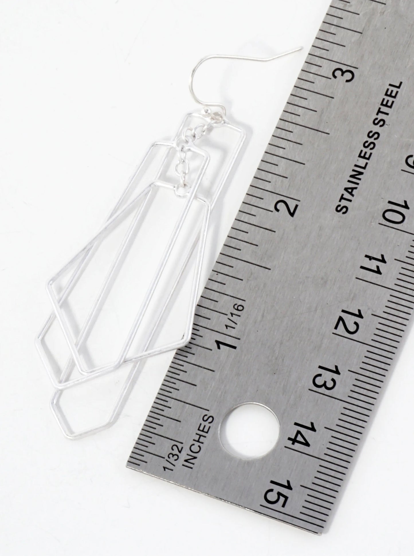 Lightweight Three Interlocking Brass Geometric Wire Shapes Dangle Earrings