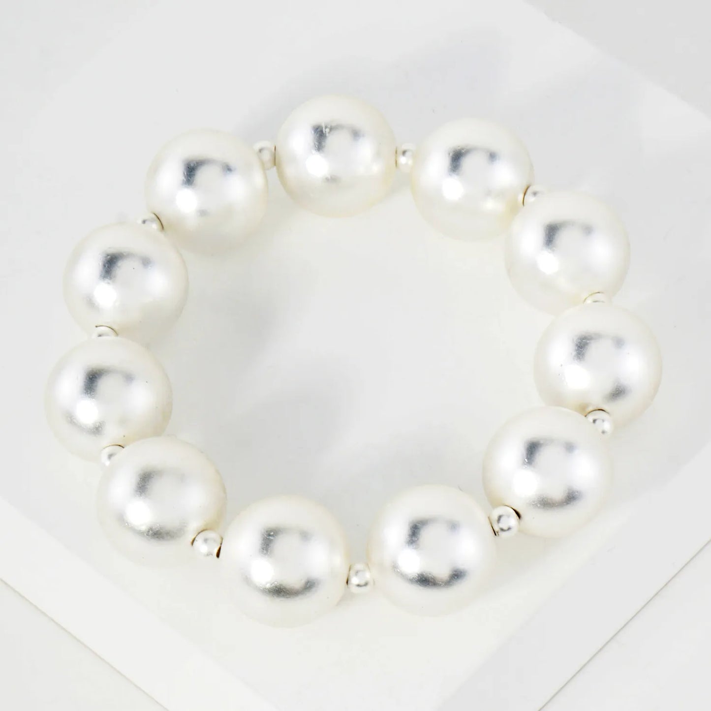 Linked 15mm Metallic Ball Beads Chunky Stretch Bracelet