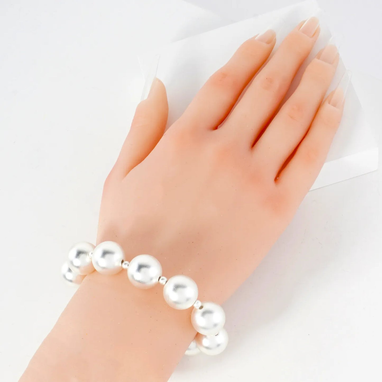 Linked 15mm Metallic Ball Beads Chunky Stretch Bracelet