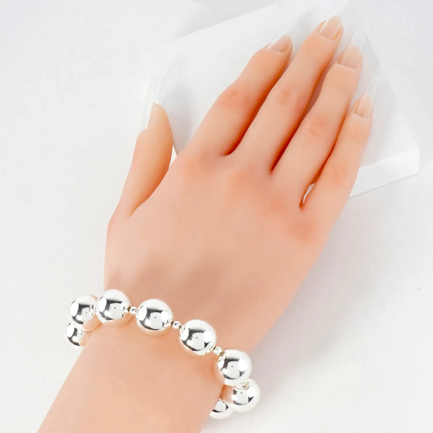 Linked 15mm Metallic Ball Beads Chunky Stretch Bracelet