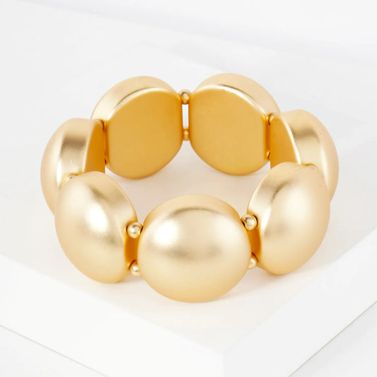 Linked Hollow Round Metallic Chunky Stretch Bangle Bracelet