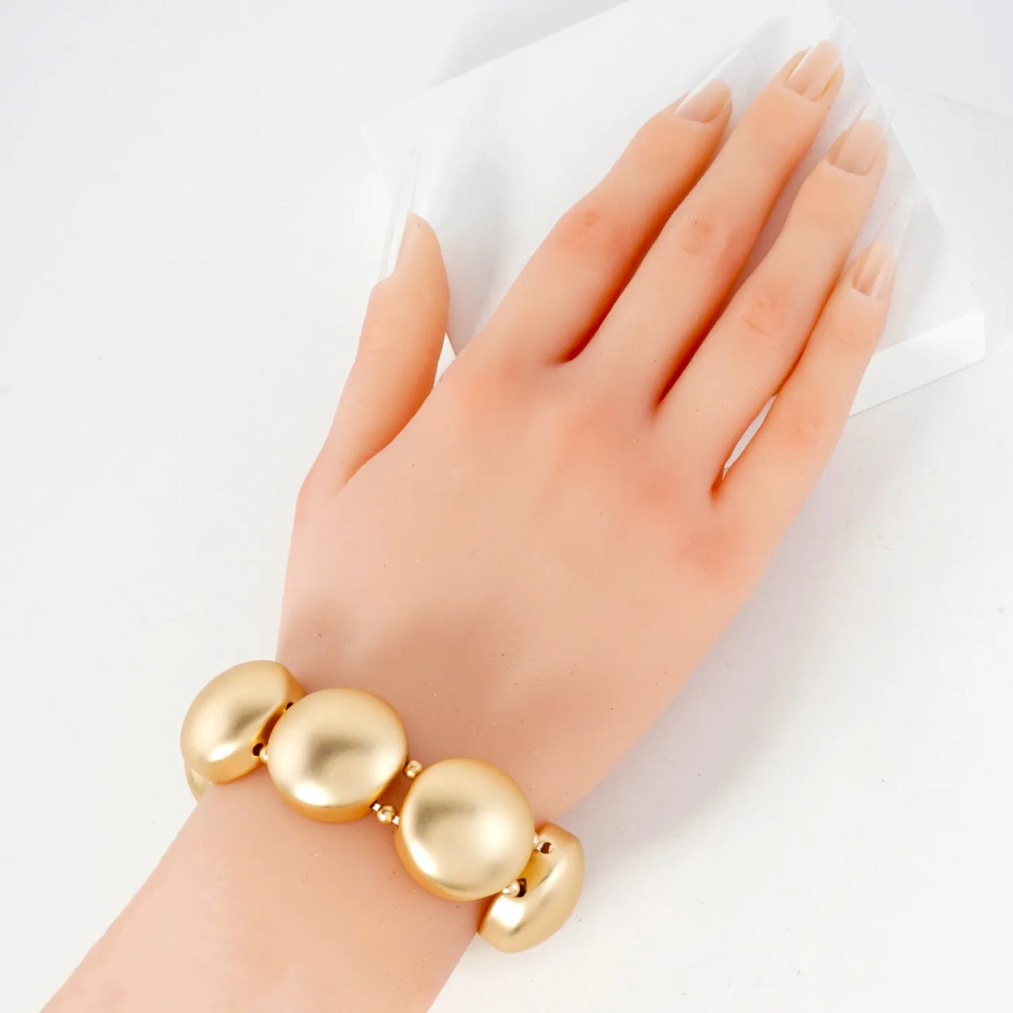 Linked Hollow Round Metallic Chunky Stretch Bangle Bracelet