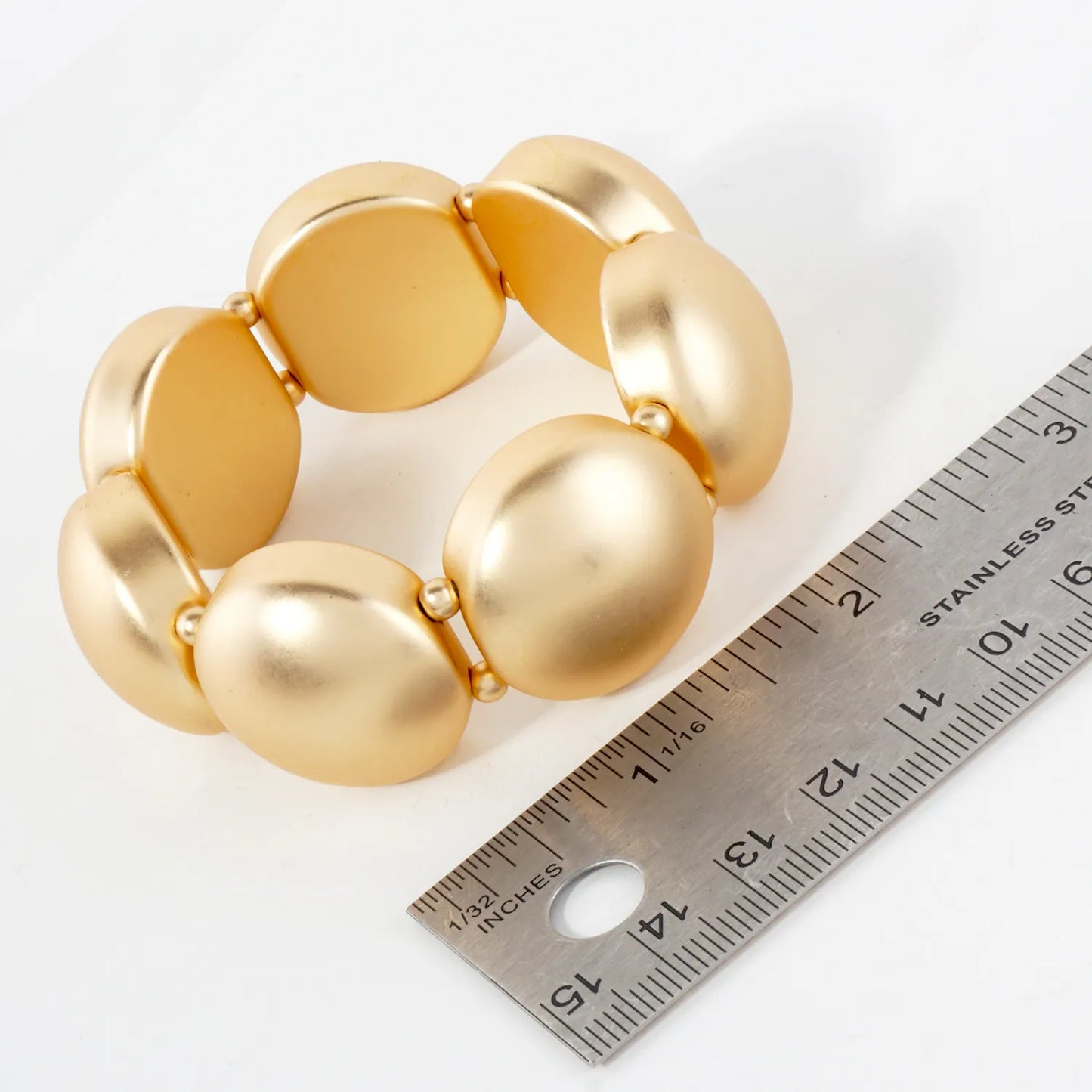 Linked Hollow Round Metallic Chunky Stretch Bangle Bracelet