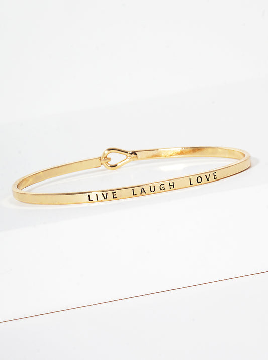 Live Laugh Love Engraved Inspirational Bangle Bracelet