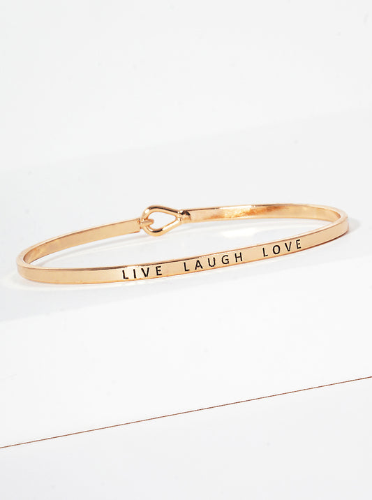 Live Laugh Love Engraved Inspirational Bangle Bracelet