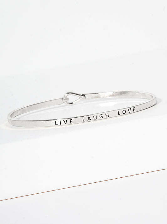 Live Laugh Love Engraved Inspirational Bangle Bracelet