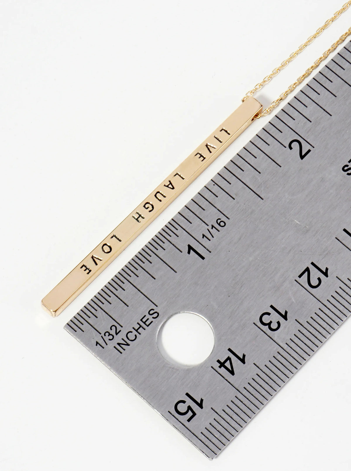 Live Laugh Love Engraved Vertical Bar Pendant Inspirational Necklace