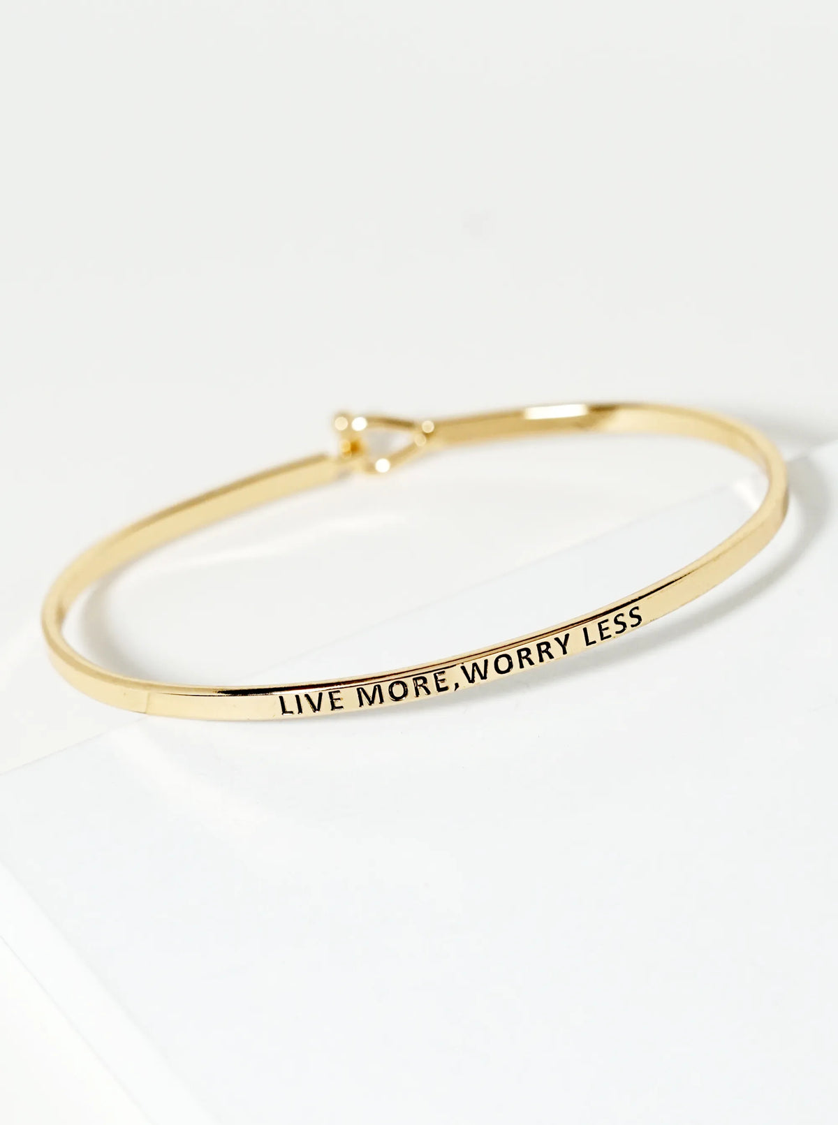 Live More Worry Less Engraved Inspirational Bangle Bracelet