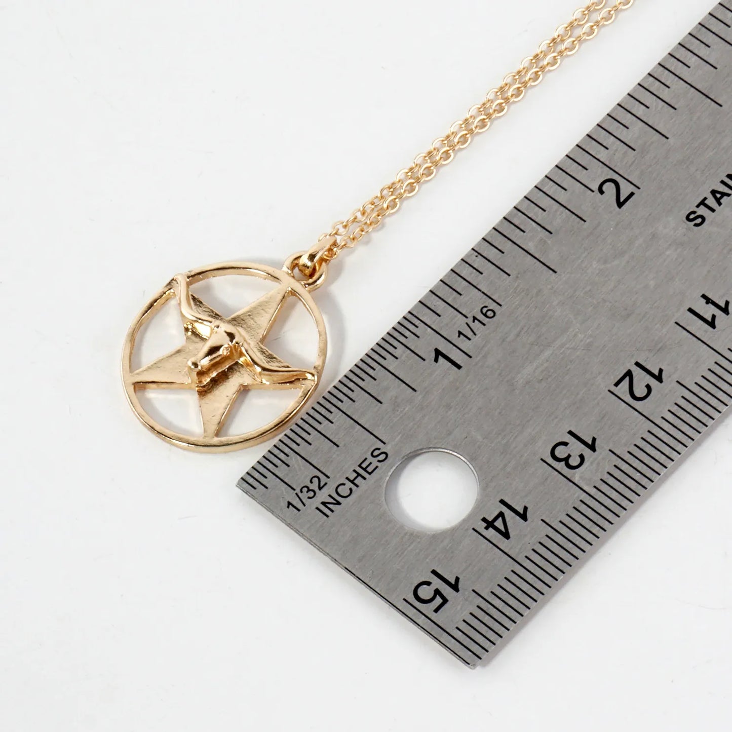 Longhorn Head And Star Overlay Western Medallion Pendant Necklace