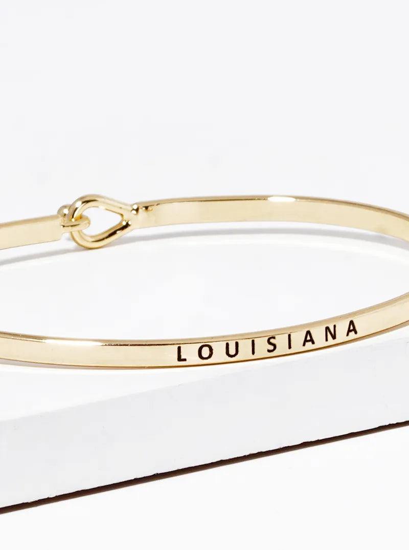 Louisiana Engraved Inspirational Bangle Bracelet