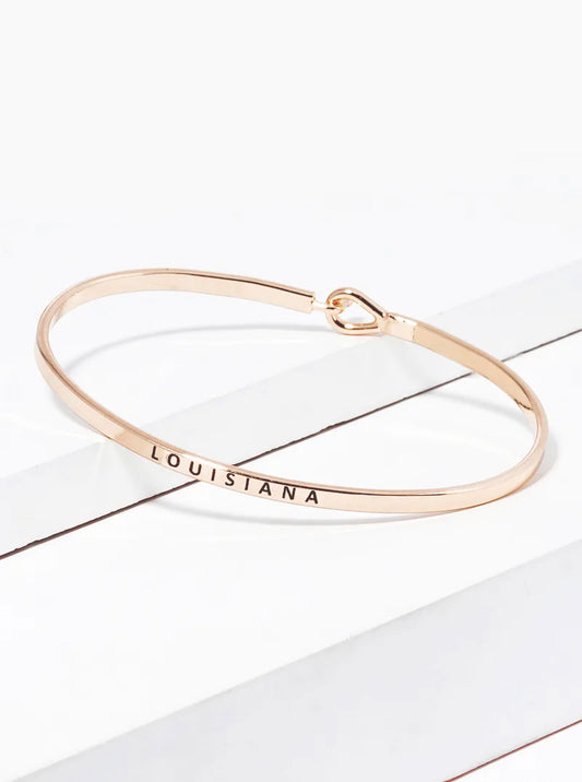 Louisiana Engraved Inspirational Bangle Bracelet